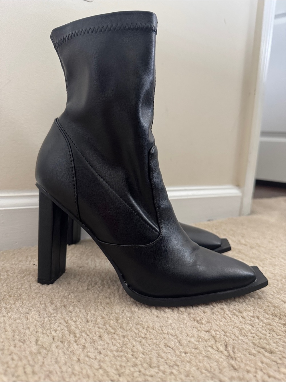 Lavinia Black High Heel Mid-Calf Boots
